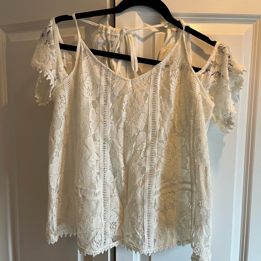 Lace top with peekaboo shoulders